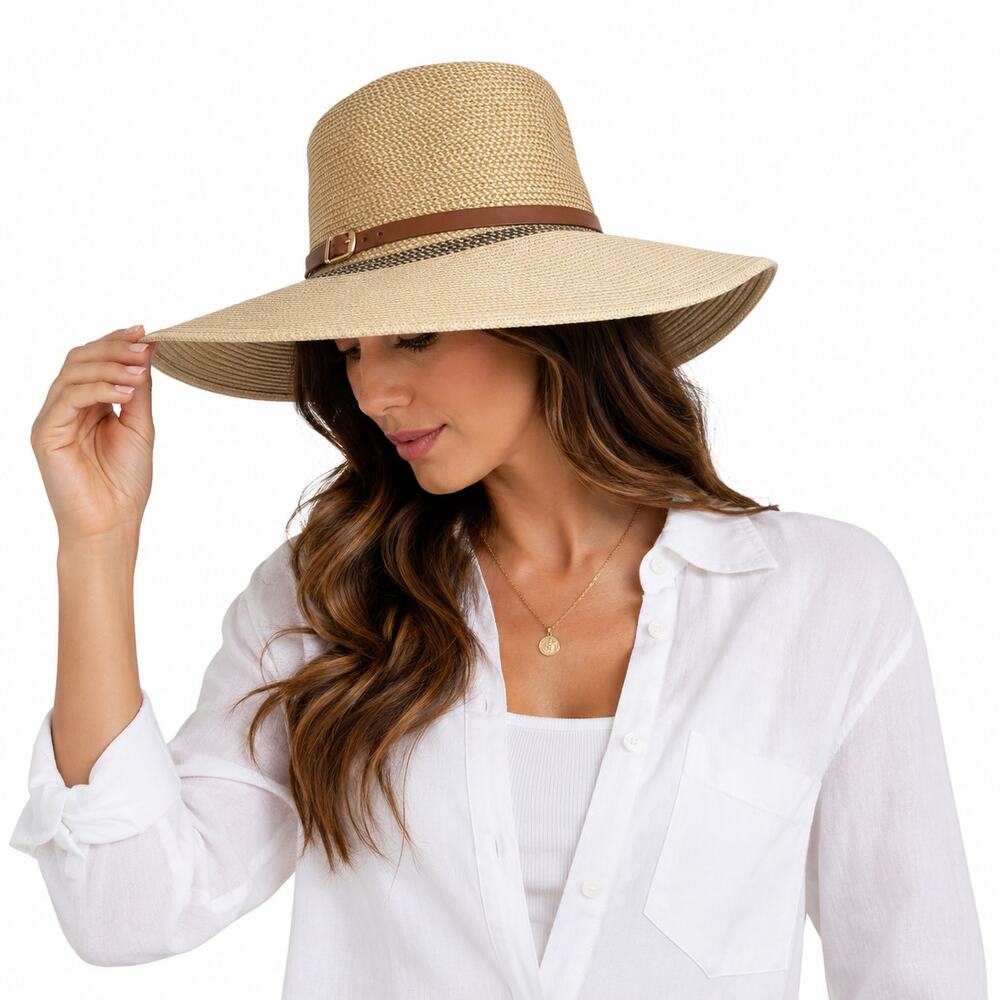 Sunday Afternoons UPF 50+ Wide Brim Sun Hat One Size Beige Packable